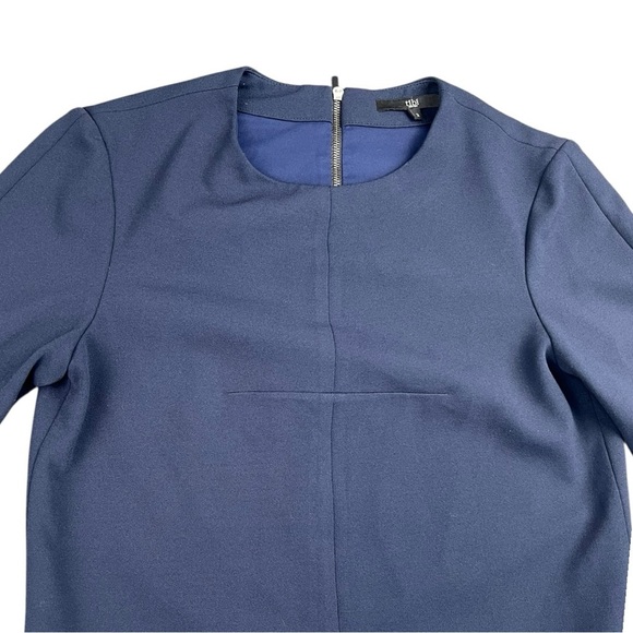 Tibi Tie Sleeve Structured Crepe Navy Shift Dress In Size 2 - Picture 6 of 11